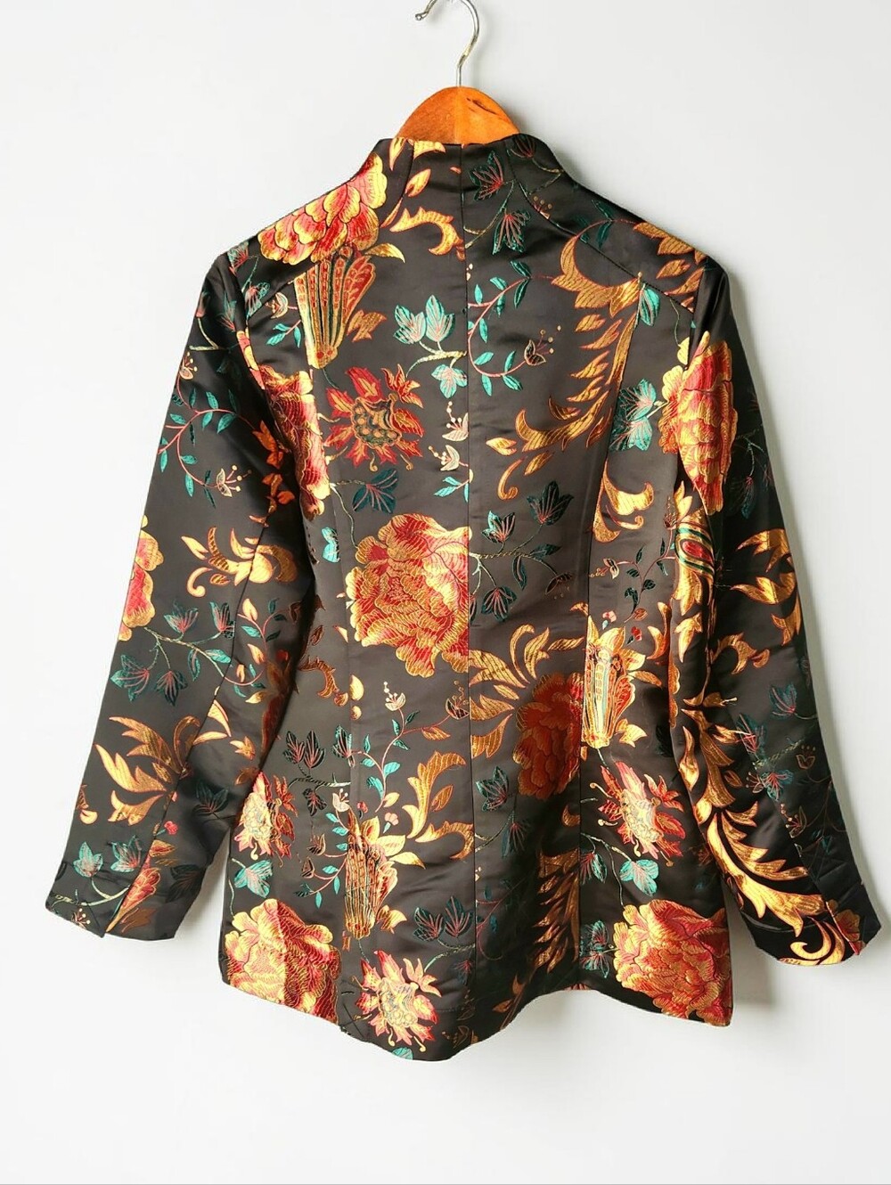 Soft Surroundings Moon Dynasty Satin Kimono Jacket Womens M Black Multi Brocade - Picture 10 of 15